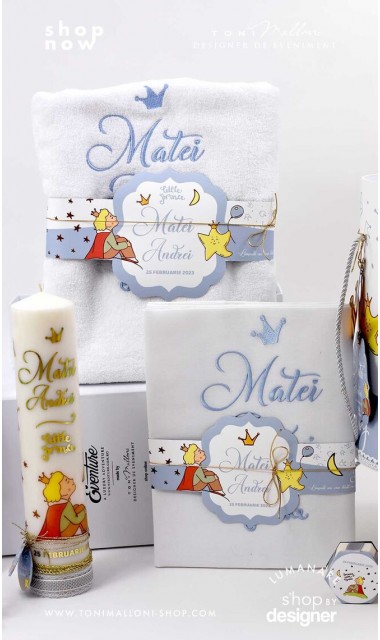Trusou de botez cu broderie personalizata pentru baieti, Micul print, Le petit prince  2